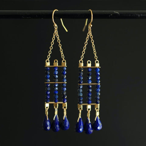 Abacus Earrings in Lapis