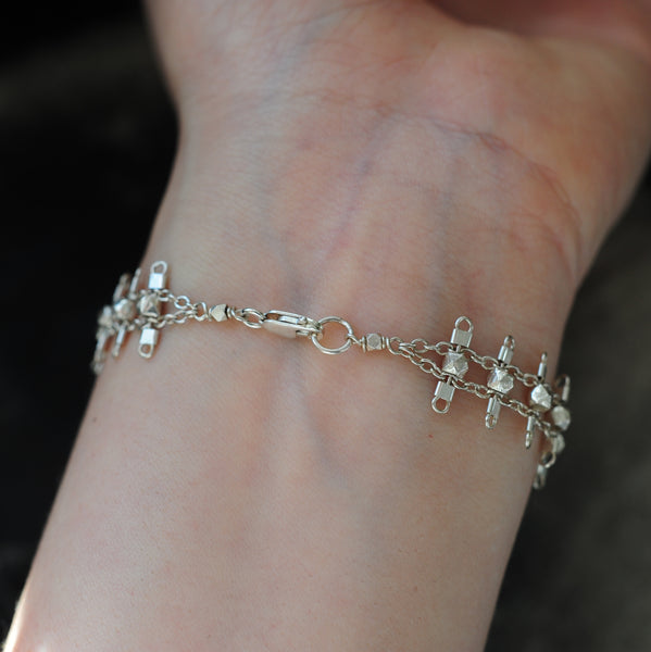 Sterling silver lobster clasp closure on the Artemis bracelet.