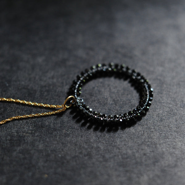 Large Hoop Necklace in Black Spinel
