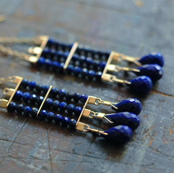Abacus Earrings in Lapis