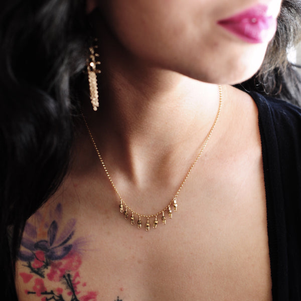 Drop Necklace in Gold + Brass