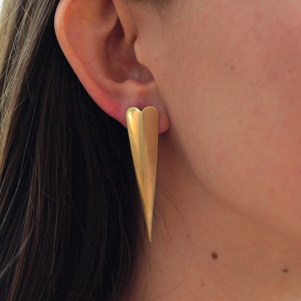 Heart Dagger Earrings in Brass