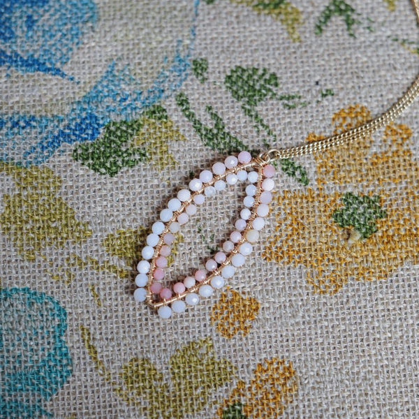 Small Marquise Necklace in Peruvian Pink Opal