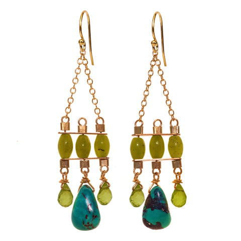 Sophie Earrings in Jade + Turquoise